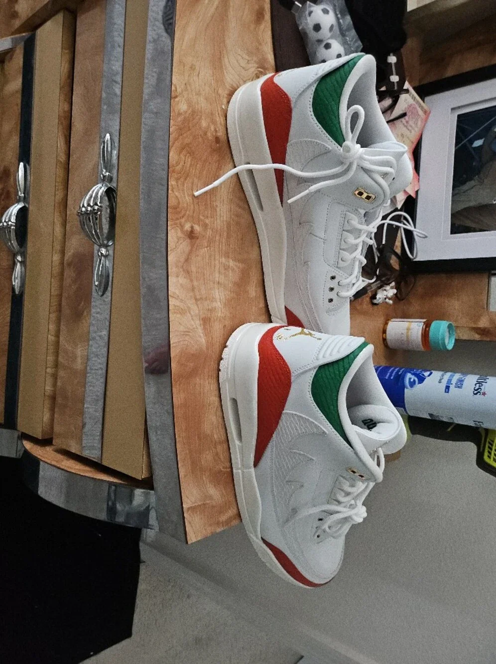 White Low-Top Sneakers with Green and Red Accents - Mens Size 13 $200 Obo